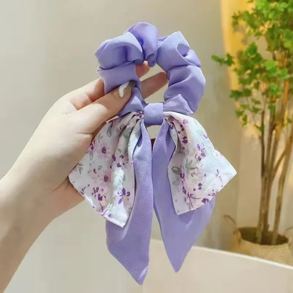 Dowell Floral Fabric Fall and Winter Style Women Hair Scrunchies