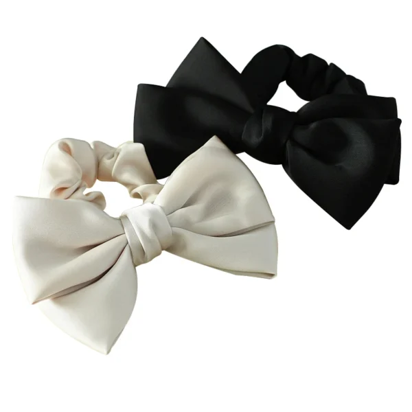 Solid Color Satin Large Intestine Bow Scrunchie Hair Rope Headdress