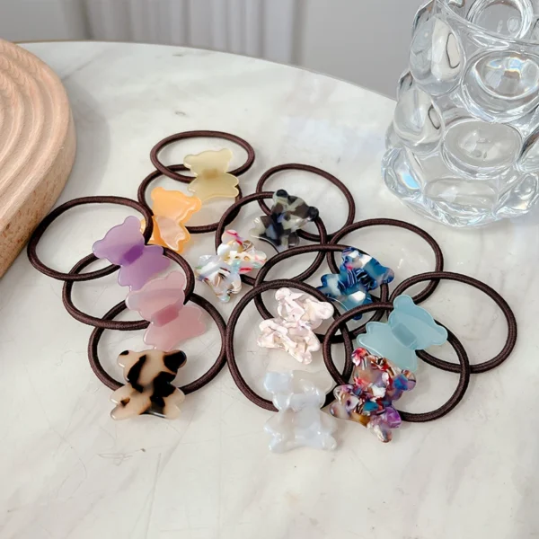 DOWELL Wholesale Korean Hot Selling Hair Rope Tie Ponytail Cute Bear Elastic Hair Bands