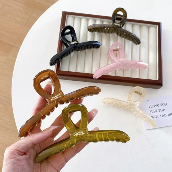 DOWELL Hot Sale PC Material Thickened Large Shark Clip Gold LOGO Grab Clip Plastic Barrette Hair Accessories