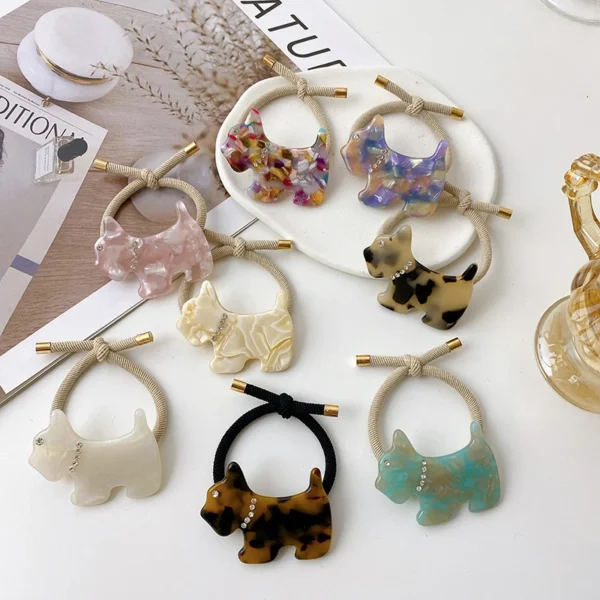 DOWELL Korean Rubber Band Hair Accessories Simple Hair Rope Rubber Cartoon Dog Cute Elastic Hair Bands