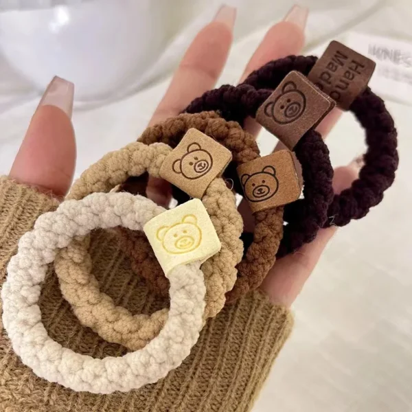 DOWELL  Simple Head Rope Female Autumn and Winter High Elastic Durable Thick Band Bear Hair Headwear Tied Hair