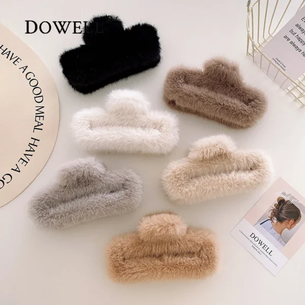 Dovey Autumn and Winter Fu High Quality Shark Large Fluffy Hair Clip