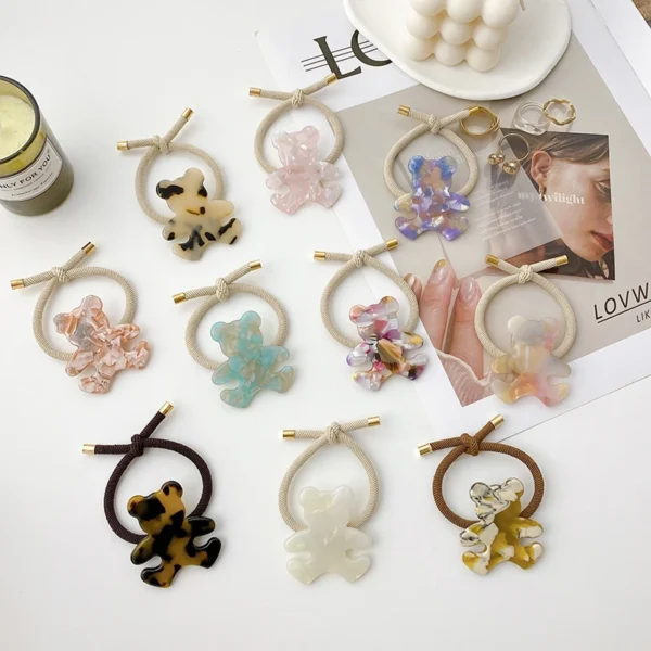 DOWELL Wholesale Hair Rope Simple All-match Rubber Band Acetate Cute Bear Elastic Hair Bands for Women