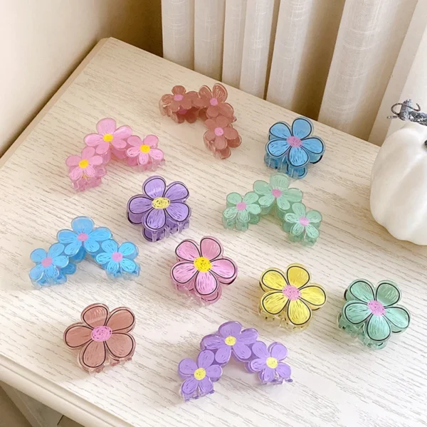DOWELL Plastic Flower Claw Clip Women Elegant Cute Candy Color Shark Clip